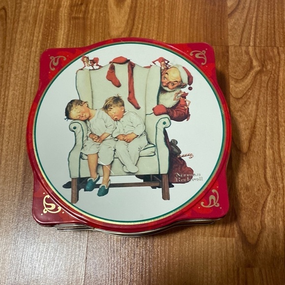 Norman Rockwell Christmas Metal Tin Box 1995 Case - Picture 1 of 9